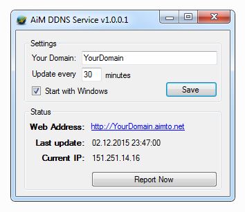 AiM DDNS Client Screen